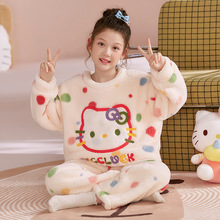 女童睡衣秋冬季珊瑚绒加厚亲子法兰绒公主风女孩中大童家居服套装