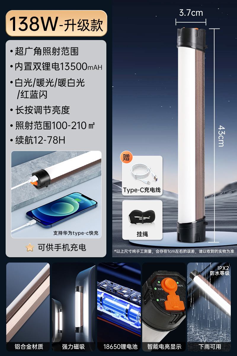 Luz de carga LED luz de emergencia de iluminación de corte de energía atracción magnética inalámbrica camping móvil puestos al aire libre luz de la noche al por mayor