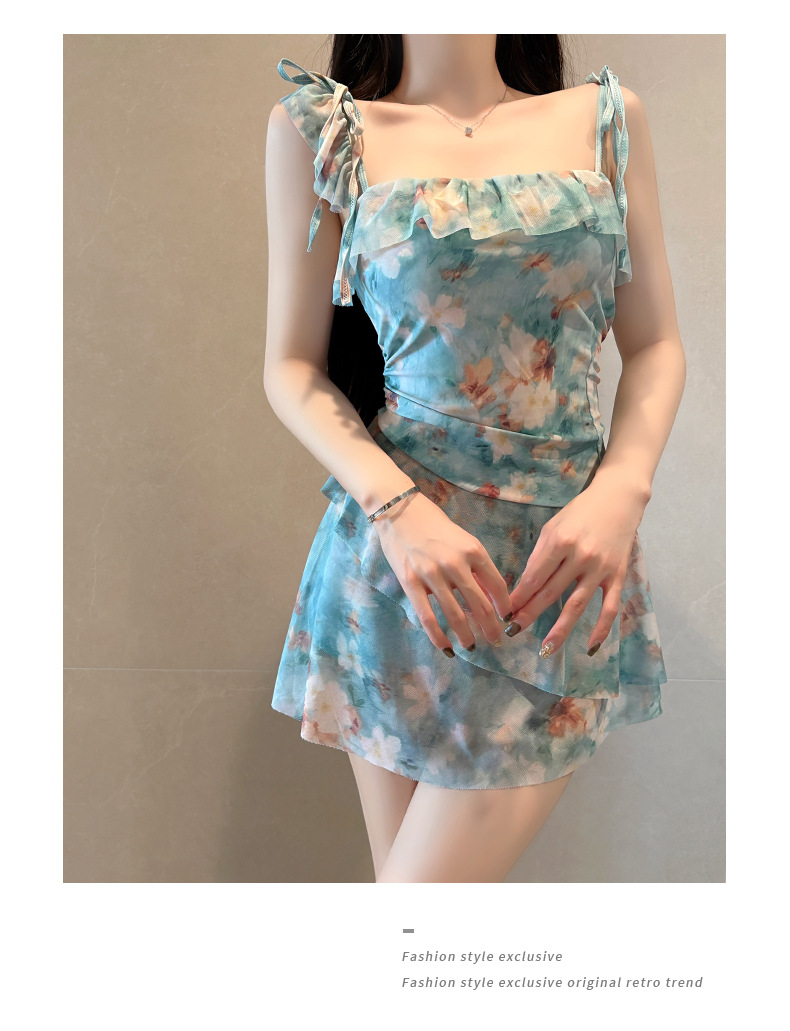 Damen Badeanzug Mit Blumenmuster Rock Und Bauchweg Effekt_voghion.com