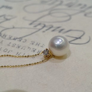 18K Gold Accessories Classic Princess Pendant Picture 10-11mm Beads Diamond D 0.03Ct Without Chain Without Beads