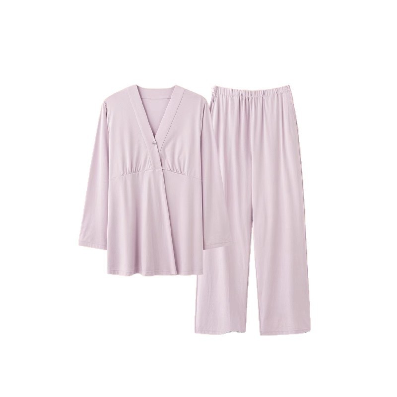 胸パッド付き産後服 秋冬 純綿 授乳服 マタニティパジャマ 妊娠中 授乳服 ホームウェアセット|undefined