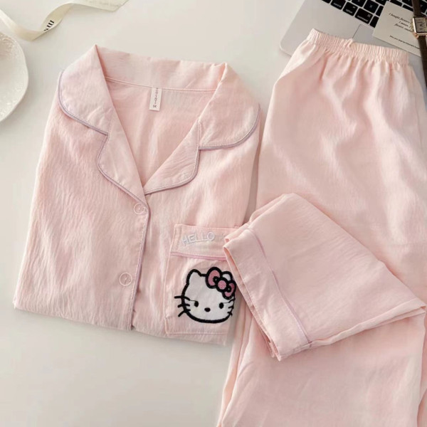 Nuevos pijamas para mujer, primavera y verano, manga larga, nubes, algodón, traje lindo para estudiantes, servicio a domicilio, se puede usar fuera del sudeste asiático transfronterizo