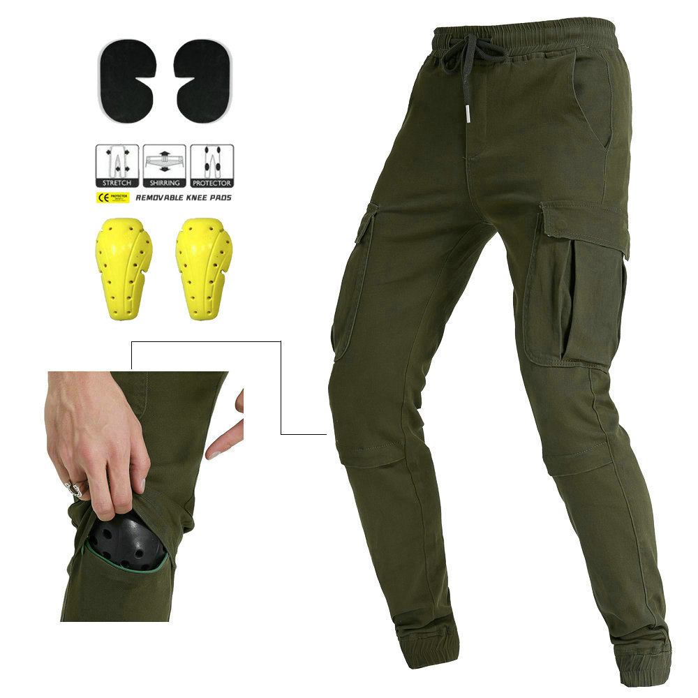 Venta directa de fábrica ropa de trabajo pantalones atados al tobillo multi-bolsa motocicleta jeans hombres motocicleta resistente a la caída pantalones casuales de montar