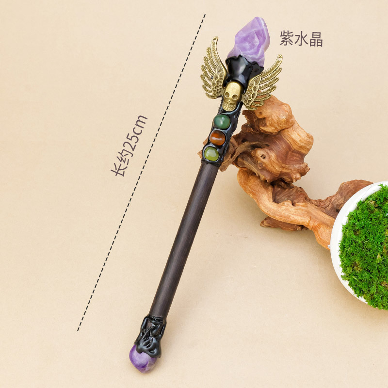 水晶原石权杖天然水晶半宝石打磨雕刻小火炬魔法棒家居节日装饰品|undefined