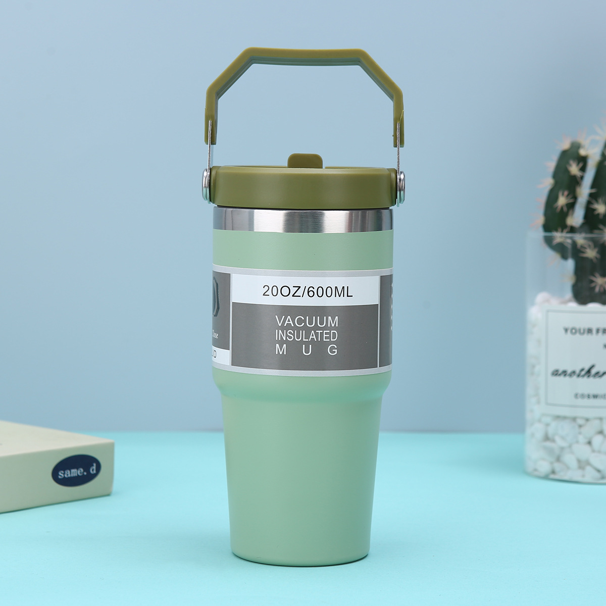 30oz de acero inoxidable portátil taza de automóvil vacío doble taza de hielo de gran capacidad con paja taza de aislamiento de alto valor nominal