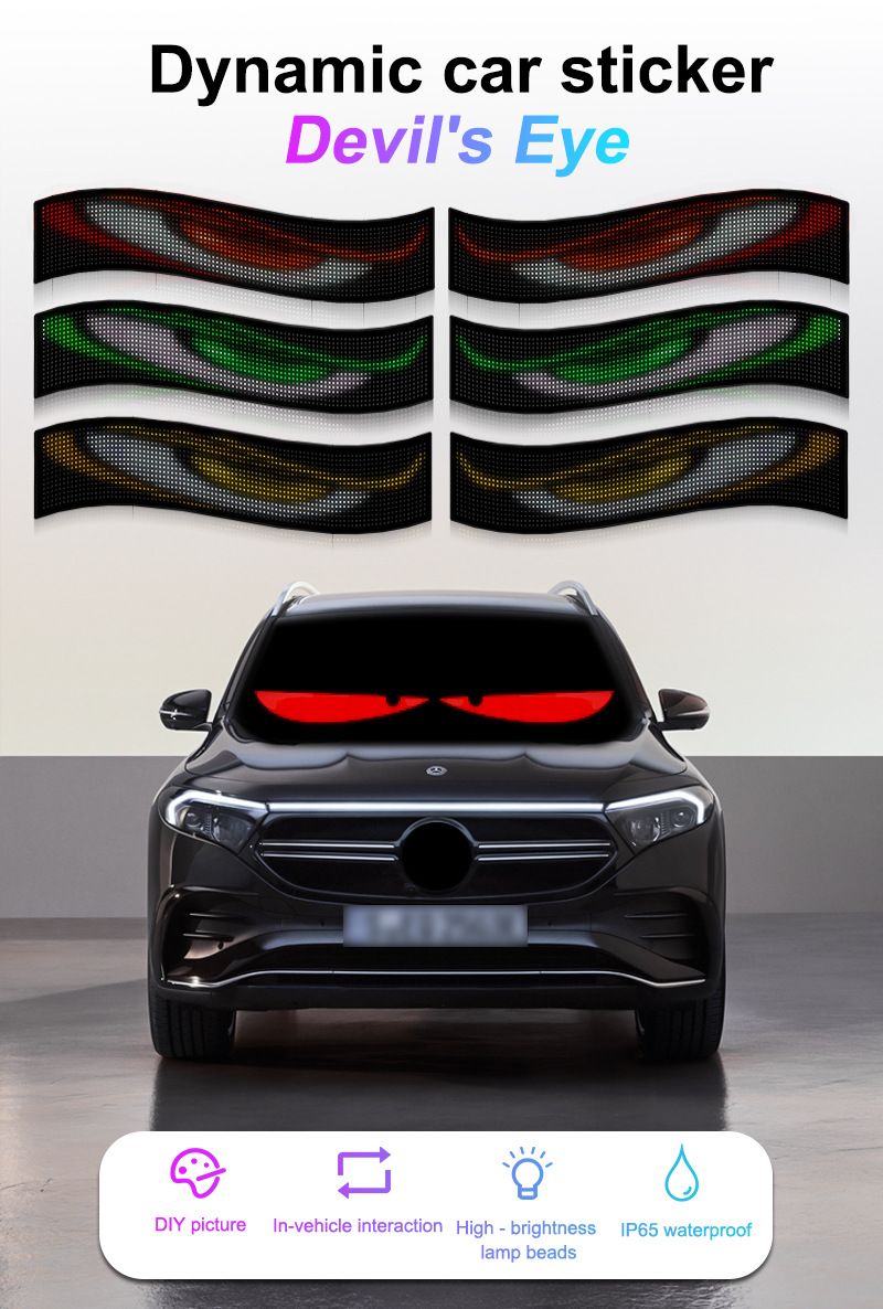 Truck Devil's Eye Led Lighting Soft Screen Car Truck Eye Light Bluetooth Dynamic Led Flexible Advertising Screen