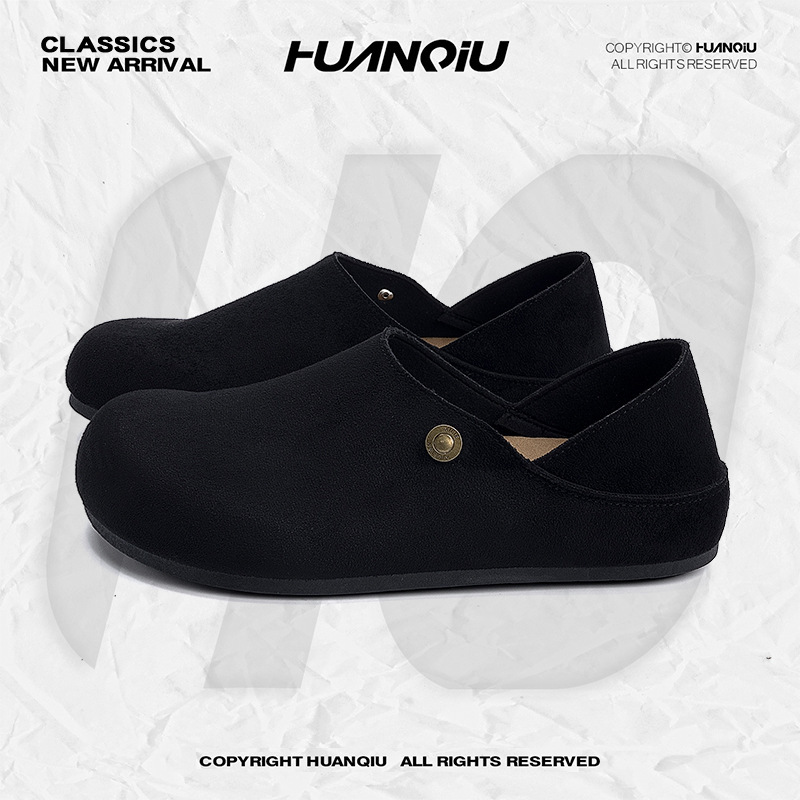Universal Black Retro Birkenstock Shoes for Men ZHQ30153 Summer Height-Increasing Shoes for Men Popular Casual Two-Way Slip-On Shoes