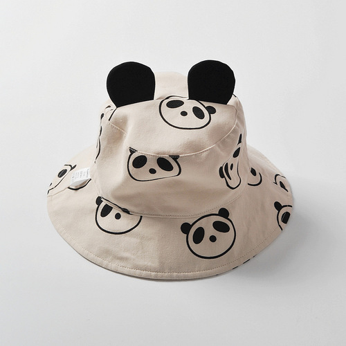 moinmlon Korean style cute panda style hat baby cotton breathable sun protection sun hat baby sunshade fisherman hat