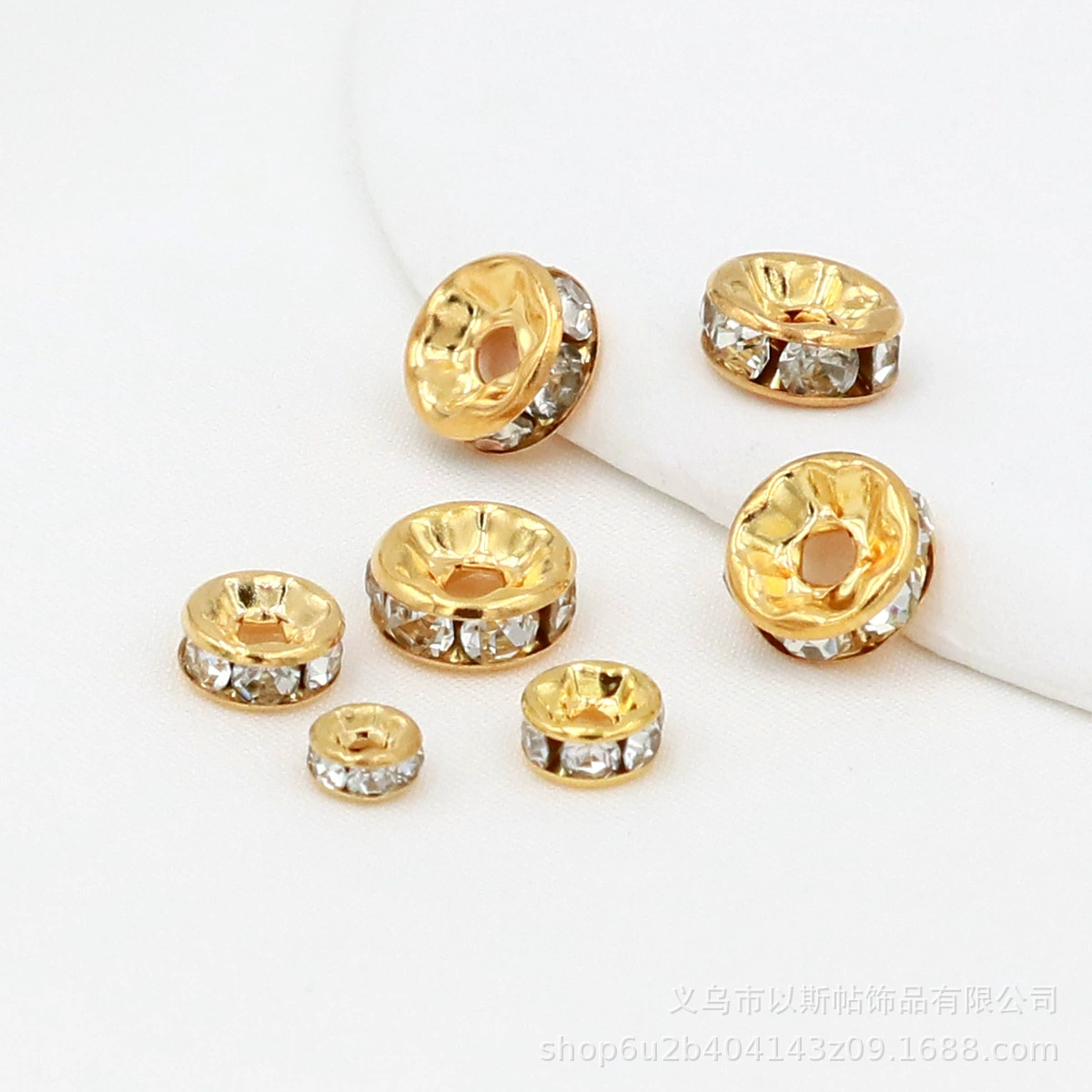 金属水钻圈散珠 手工DIY隔片手链串珠镶钻隔珠圈饰品配件服装辅料