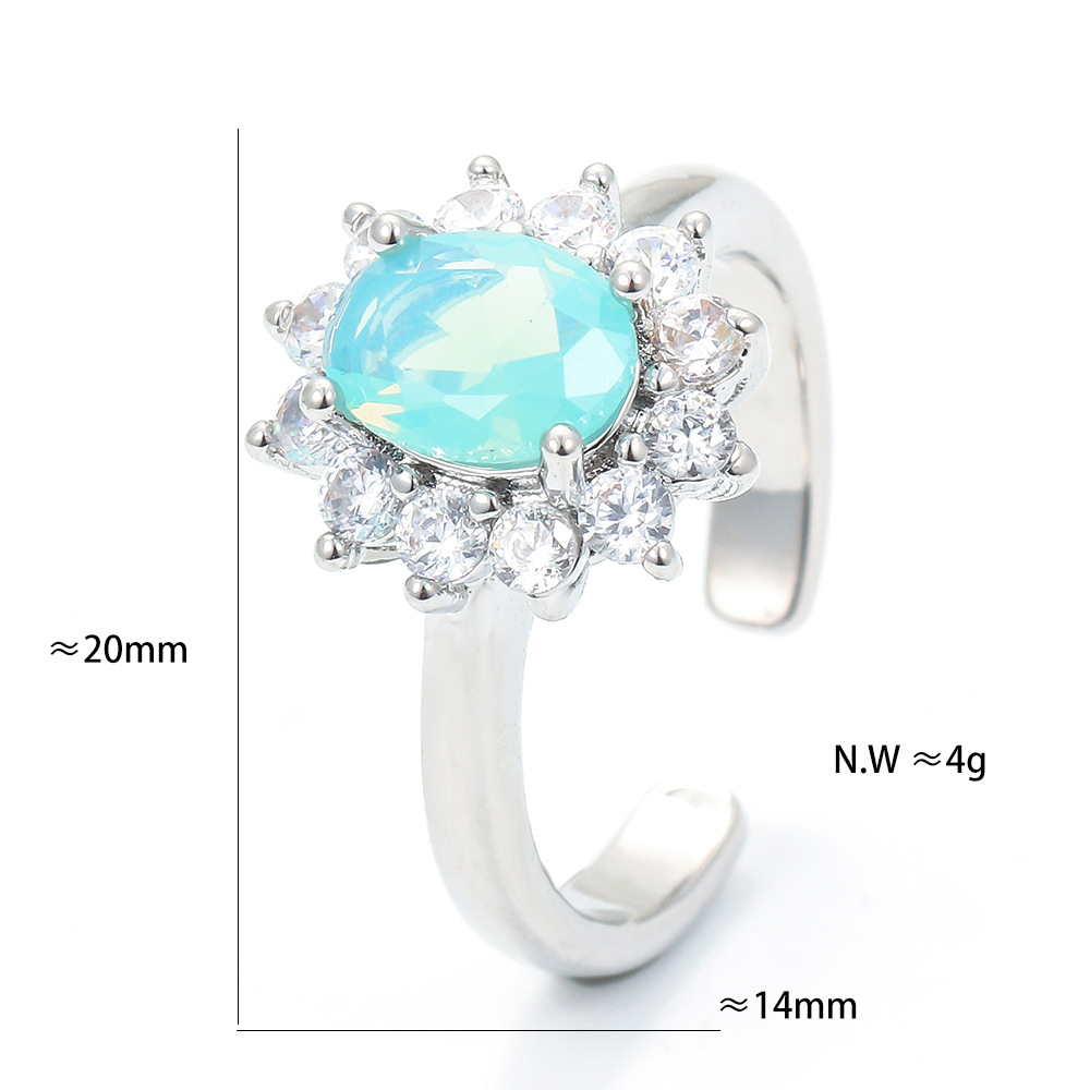 Open Ring Classification Adjustable Ring Size Daily Occasion Fashion Flower Copper Open Ring Plating Inlay Zircon Copper Rings