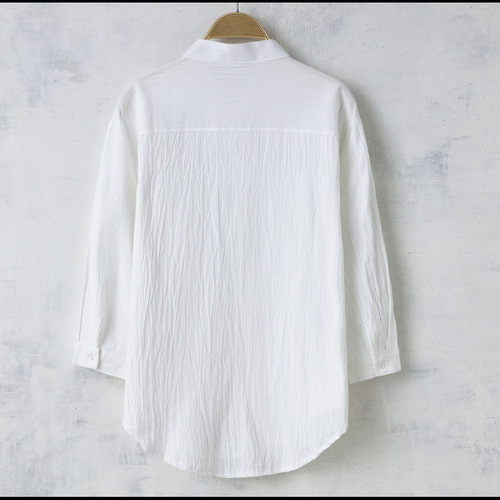 A very fairy-like men's summer thin cotton linen casual 5/7 sleeve shirt, stylish and trendy for men's matching and handsome.