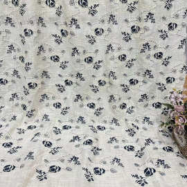 绳绣竹节底部绣花面料 打孔蕾丝花边面料 女装连衣裙刺绣绣花布料