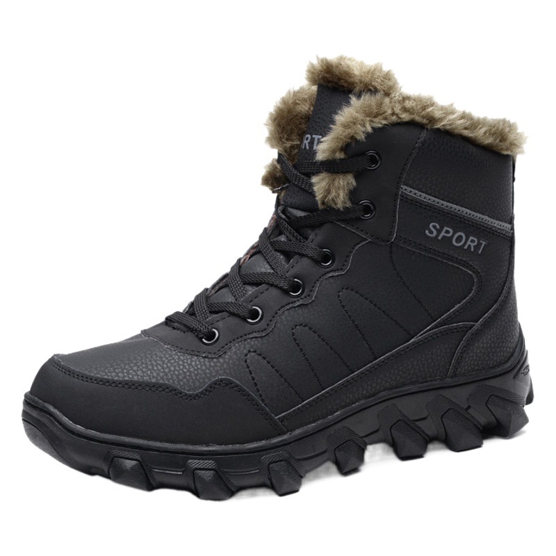 Botas de nieve al aire libre de talla grande con forro polar de invierno para hombres engrosadas antideslizantes impermeables al aire libre térmica zapatos acolchados de algodón botas acolchadas de algodón