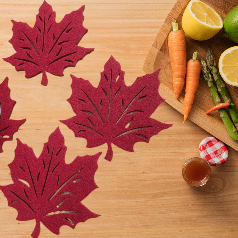 Suministro transfronterizo mantel de fieltro, festival de la cosecha, mantel de fieltro de hoja de arce, mantel de fieltro, mantel de fieltro, fieltro de lana de regalo, paisaje otoñal