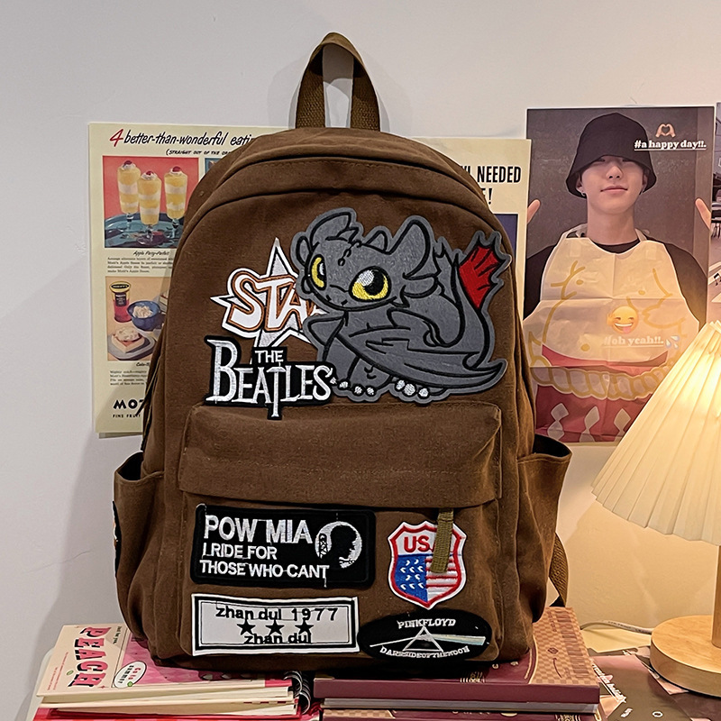 New American Retro Little Monster Backpack Cartoon Trendy Casual Melard Style Versatile Large Capacity Backpack New American Retro Little Monster Backpack Cartoon Trendy Casual Melard Style Versatile Large Capacity Backpack