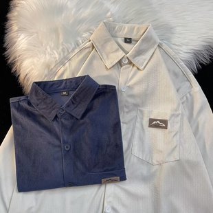Summer Trendy All-match Casual Coat 2024 Letter Long-sleeved Shirt Japanese Style Hong Kong Style Ins Loose Shirt for Boys