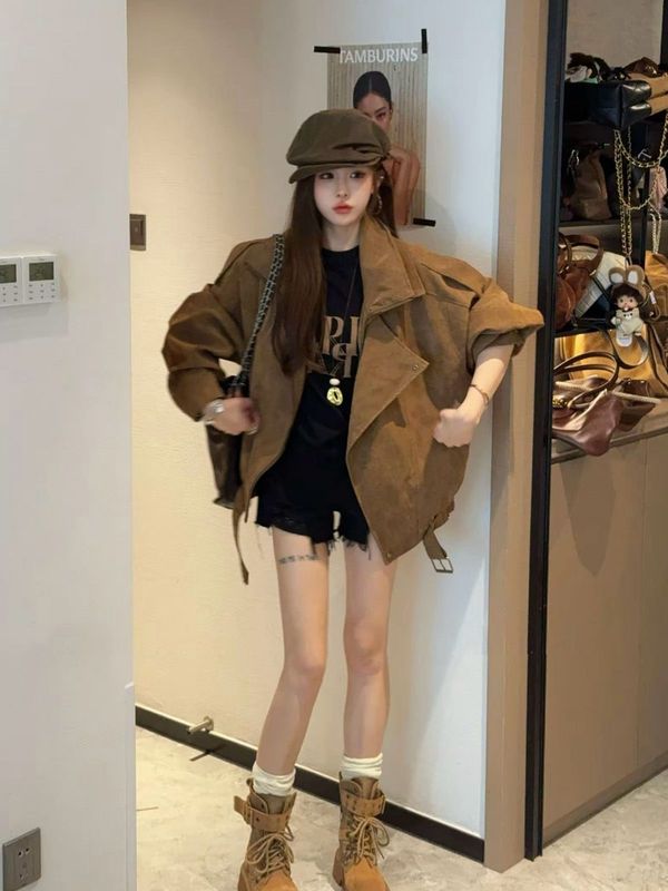 麂皮绒外套女春秋季2025新款早秋薄外套巨好看的短款夹克初秋休闲|undefined