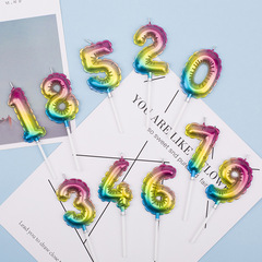 Korean version ins birthday party decoration copyright rainbow balloon digital candle cake baking candle wholesale