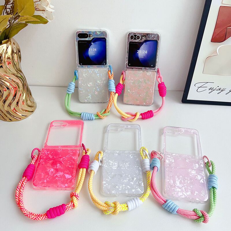Suitable for Samsung Galaxy Z Flip8 Mobile Phone Case, Shell Pattern Lanyard, Zflip6/4/5 Generation Foldable Protective Case Suitable for Samsung Galaxy Z Flip8 Mobile Phone Case, Shell Pattern Lanyard, Zflip6/4/5 Generation Foldable Protective Case