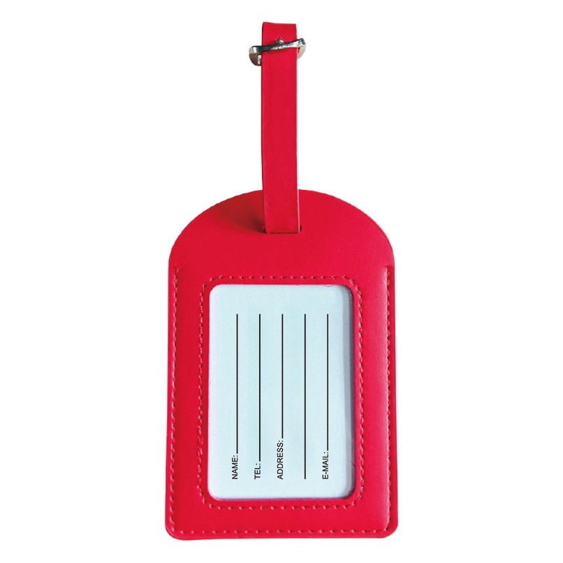 En stock multicolor pu etiqueta de equipaje de cuero bolso de la carretilla etiqueta de equipaje