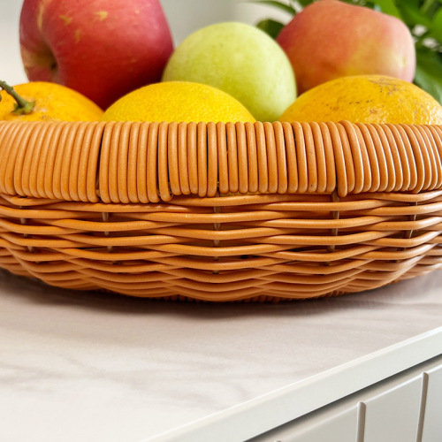 Plastic Handheld Woven Basket Outdoor Picnic Woven Basket Retro Wicker Basket Vegetable Fruit Wicker Storage Basket 
