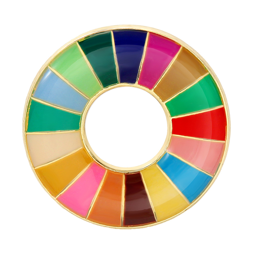 国連持続可能な開発勲章ブローチメタルピンカラフルなオイルドロップエナメルバッジ記念バッジ在庫あり