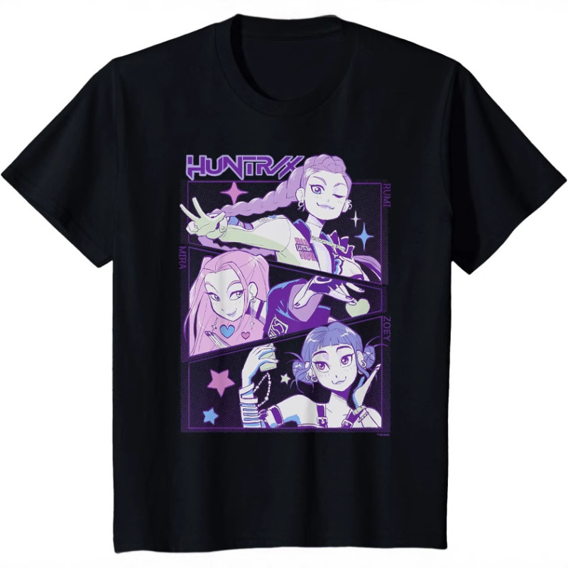 KPop Demon Hunters デーモンハンターズ プリント Tシャツ 外国貿易 メンズ レディース ピュアコットン ラウンドネック 半袖 トップス|undefined