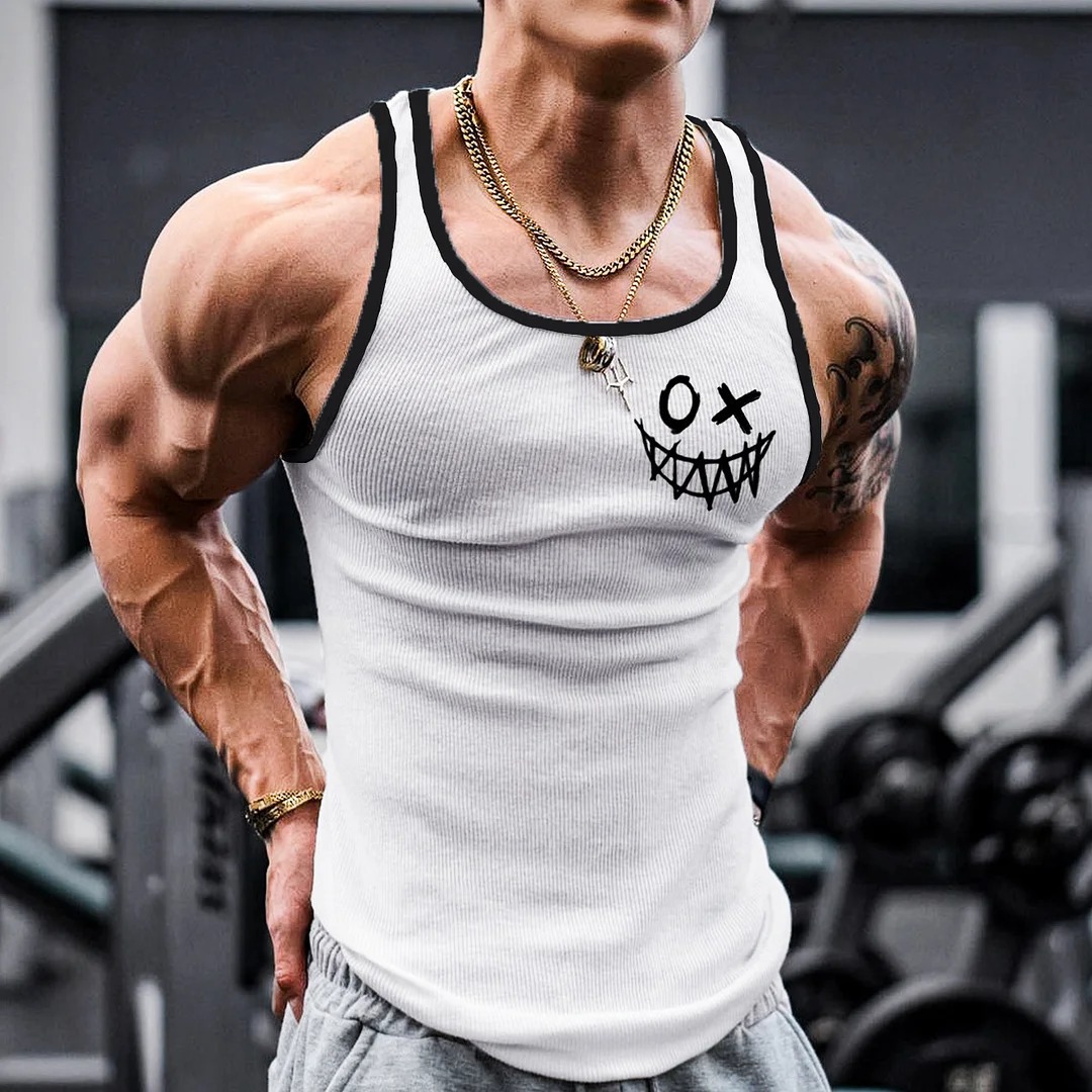 2024 Heavy Cotton Round Neck Narrow Shoulder Vest Men's Summer Loose Casual Fitness Sports Sleeveless T-shirt WG1