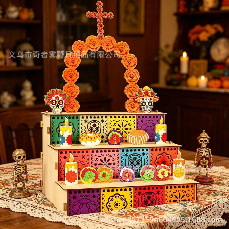 Cross-Border New Model Mexican Day of the Dead Ofrenda Box Altar Wooden Box Photo Frame Commemorative Memory Altar Gift Cross-Border New Model Mexican Day of the Dead Ofrenda Box Altar Wooden Box Photo Frame Commemorative Memory Altar Gift