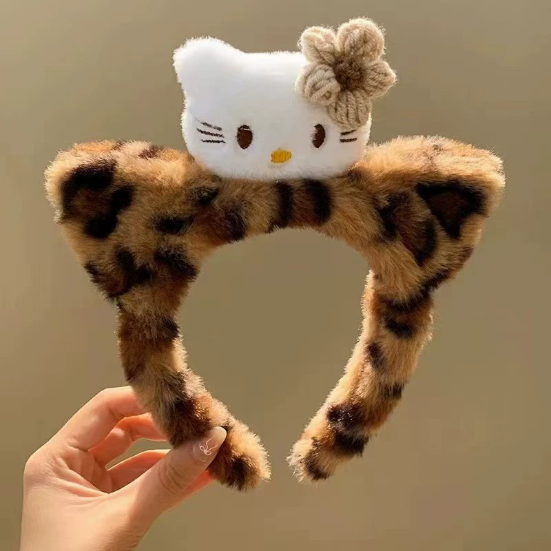 Hello Kitty, мультяшный плюшевый ободок для лица, аксессуар для волос, новая коллекция