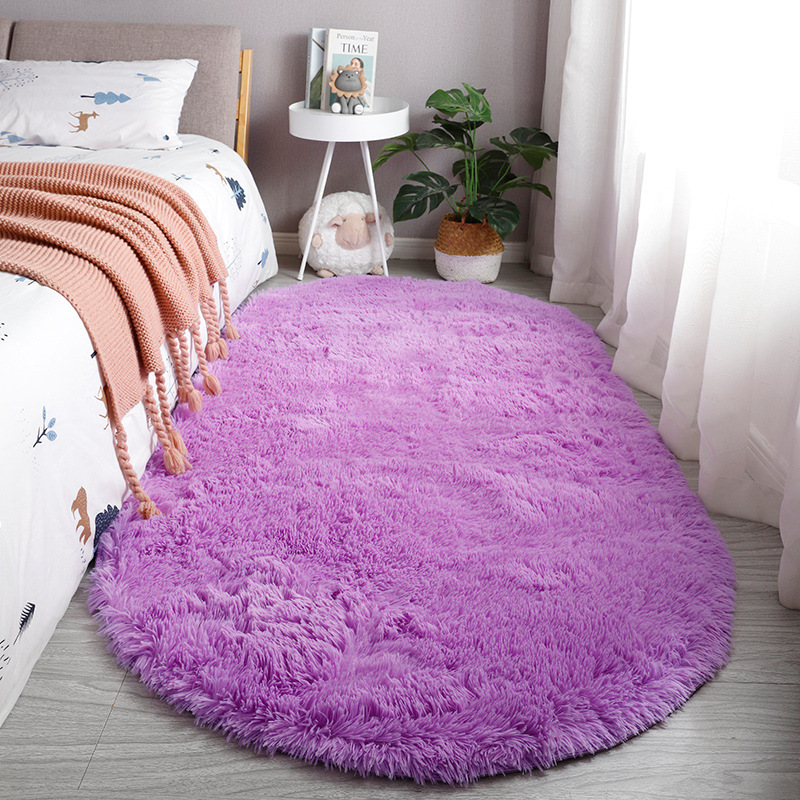 Cross-border oval silk wool carpet custom-made bedroom bedside carpet master bedroom bed front foot pad silk wool carpet carpet 4