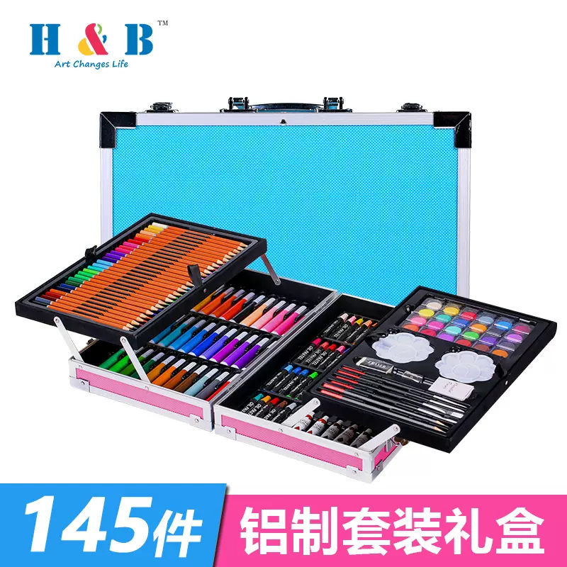 145件儿童绘画套装开学季铝盒可六节日开学季品礼盒现货批发