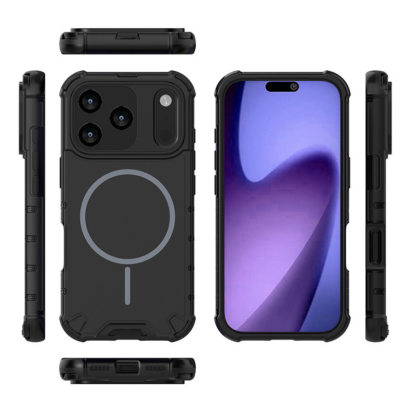适用iPhone16 Pro max军工级防摔保护套苹果11光栅实色磁吸手机壳|undefined