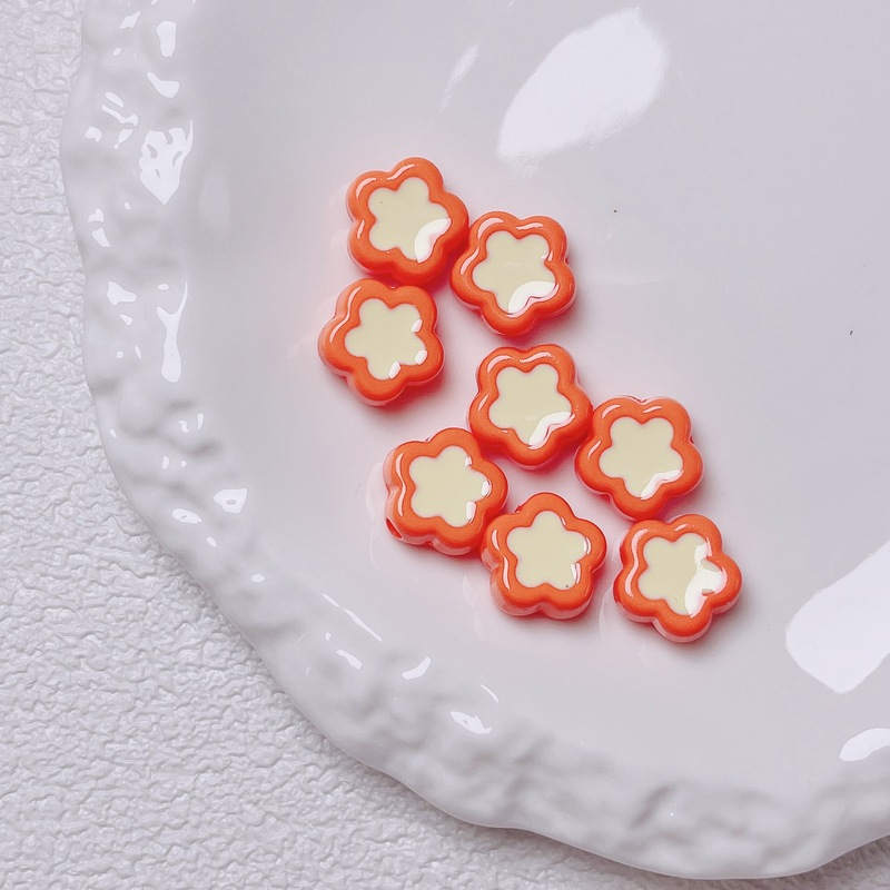 多巴胺亚克力烤漆滴油小花通孔散珠diy串珠材料手机链饰品配件|undefined