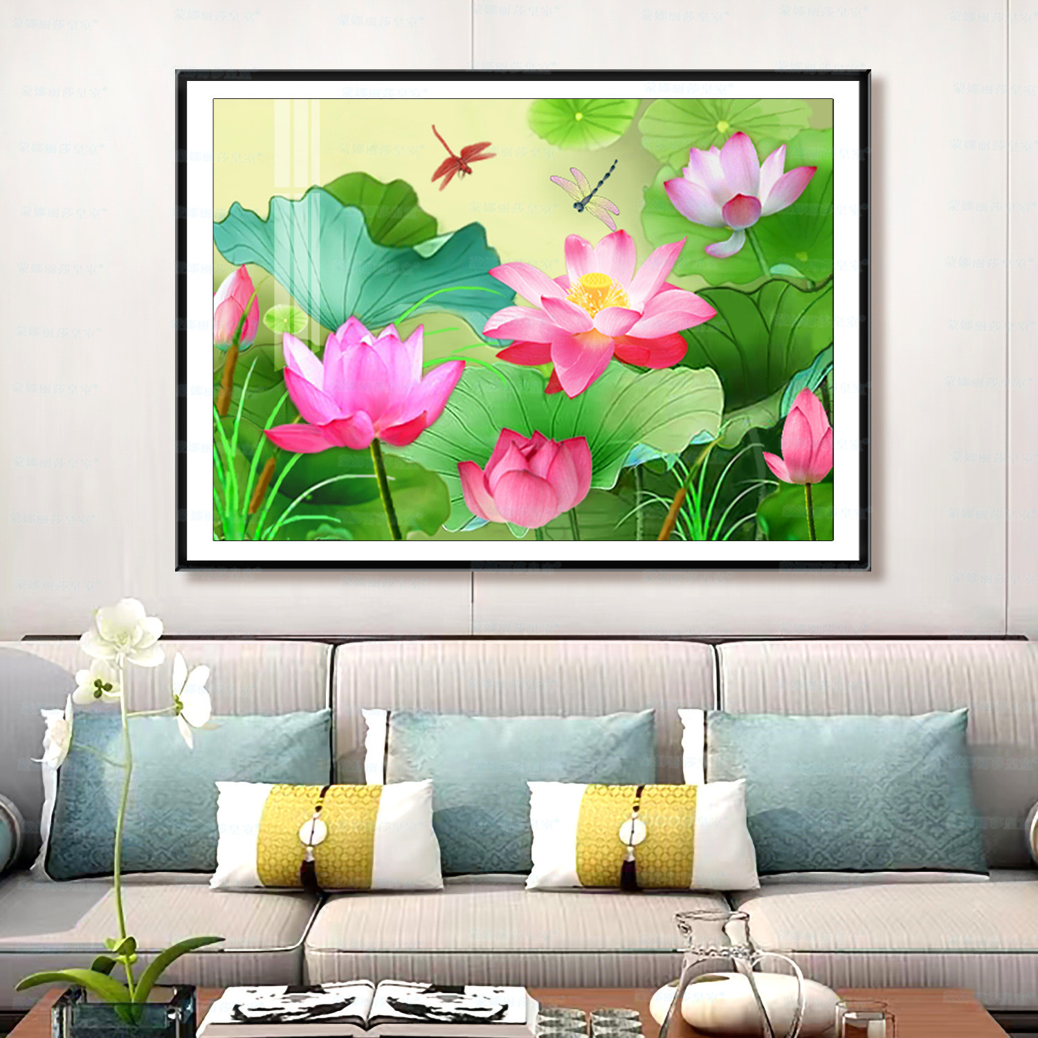 [Algodón importado] Mona Lisa Royal Cross Stitch Sun Lotus diferente rojo casual Lotus bordado a mano
