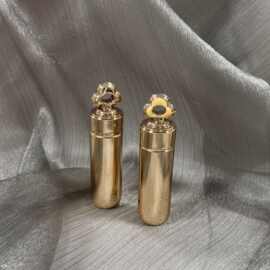 新款3.5g全镀金旋转盖圆管口红小花把手圆管口红管包材源头工厂批
