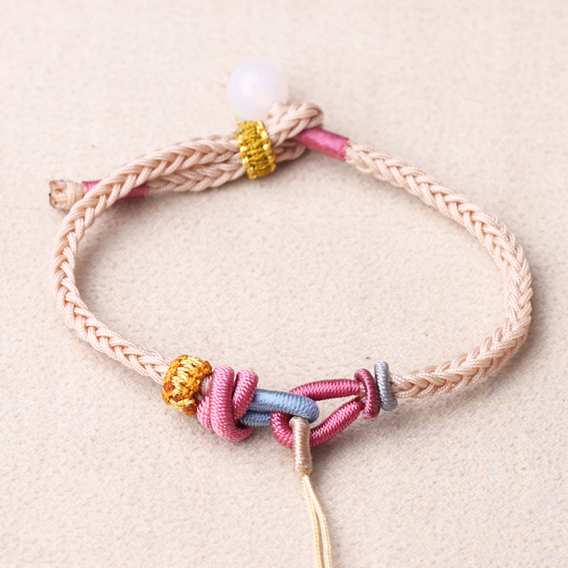 Original design beaded bracelet with peace pendant, suitable for both men and women, handmade Korean style bracelet cord, wholesale