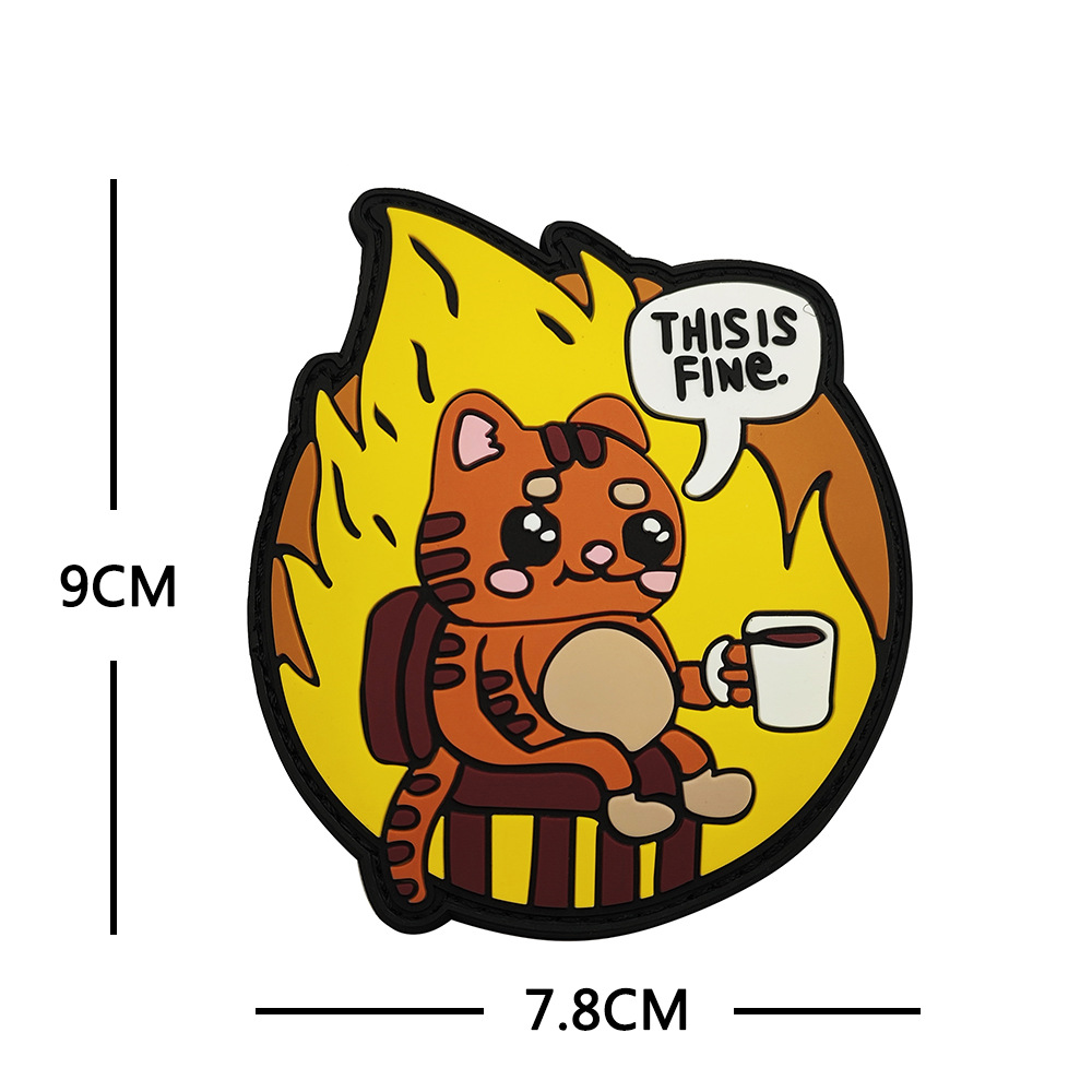 이 펜 커피 고양이 애니메이션 복숭아 고양이 부드러운 접착제 배지 고양이 자수 벨크로 씰 야외 씰