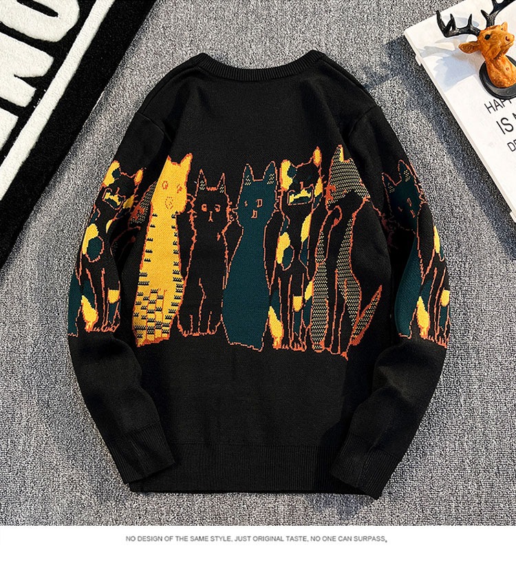 ​​Slim-Fit Crewneck Sweater For Men – Trendy Knit Pullover With Jacquard Detail (S-2XL, Lightweight Polyester For Streetwear Styling)​​_voghion.com