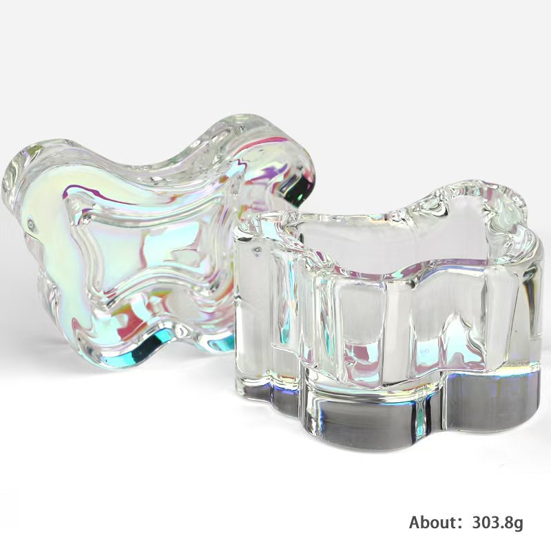 Nuevo estilo transfronterizo de alta calidad nail art bowknot taza de cristal cuadrada taza de lavado de lápices taza de cristal líquido