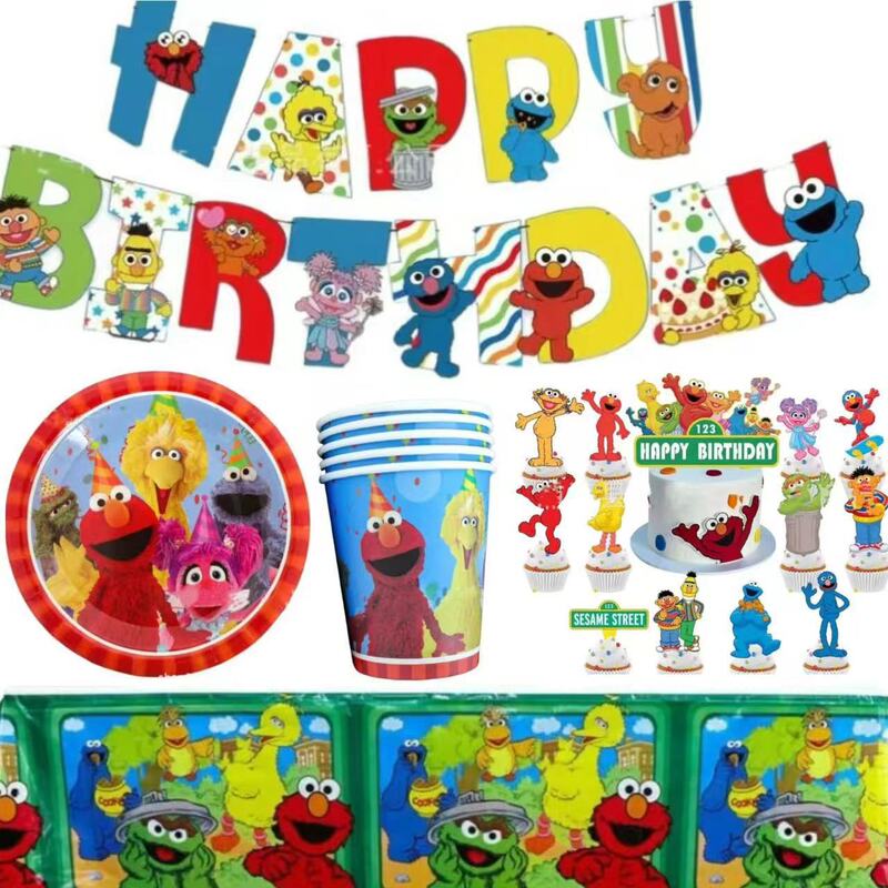 in stock Sesame Street Theme Birthday Party Decoration Tableware Disposable Paper Tray Paper Cup Tissue in stock Sesame Street Theme Birthday Party Decoration Tableware Disposable Paper Tray Paper Cup Tissue