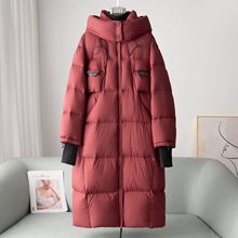 少量服饰2025秋冬新品90白鸭绒宽松羽绒服女连帽过膝长款保暖外套