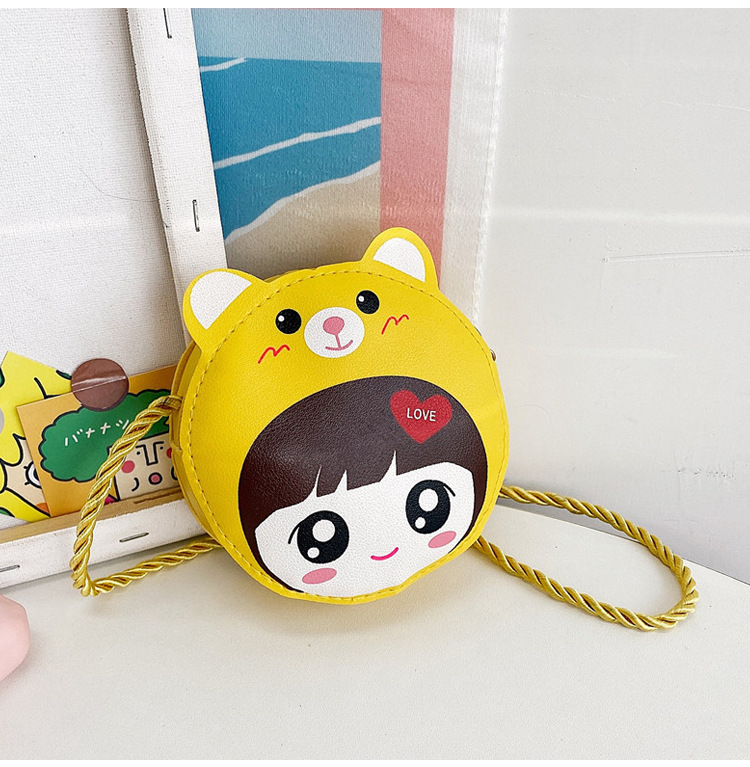 Kid's Small Pu Leather Cartoon Cute Round Zipper Shoulder Bag display picture 3