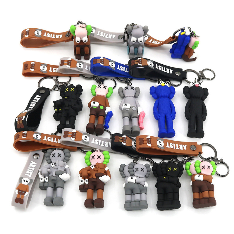 KAWS Sesame Street Keychain Cartoon Violence Bear Pendant Skull Skull Car Couple Hanging Bear Doll Blind Box