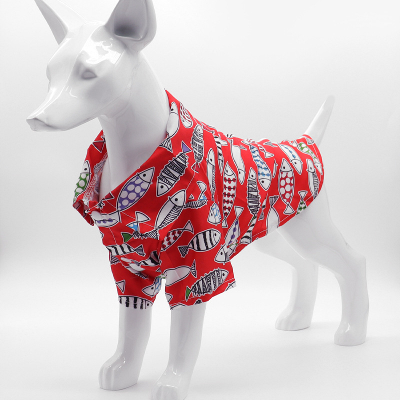 Nuevo pequeño perro ropa de playa perro mascota camisa de polo gato camisa de dibujos animados de primavera y verano ropa de cuatro estaciones al por mayor