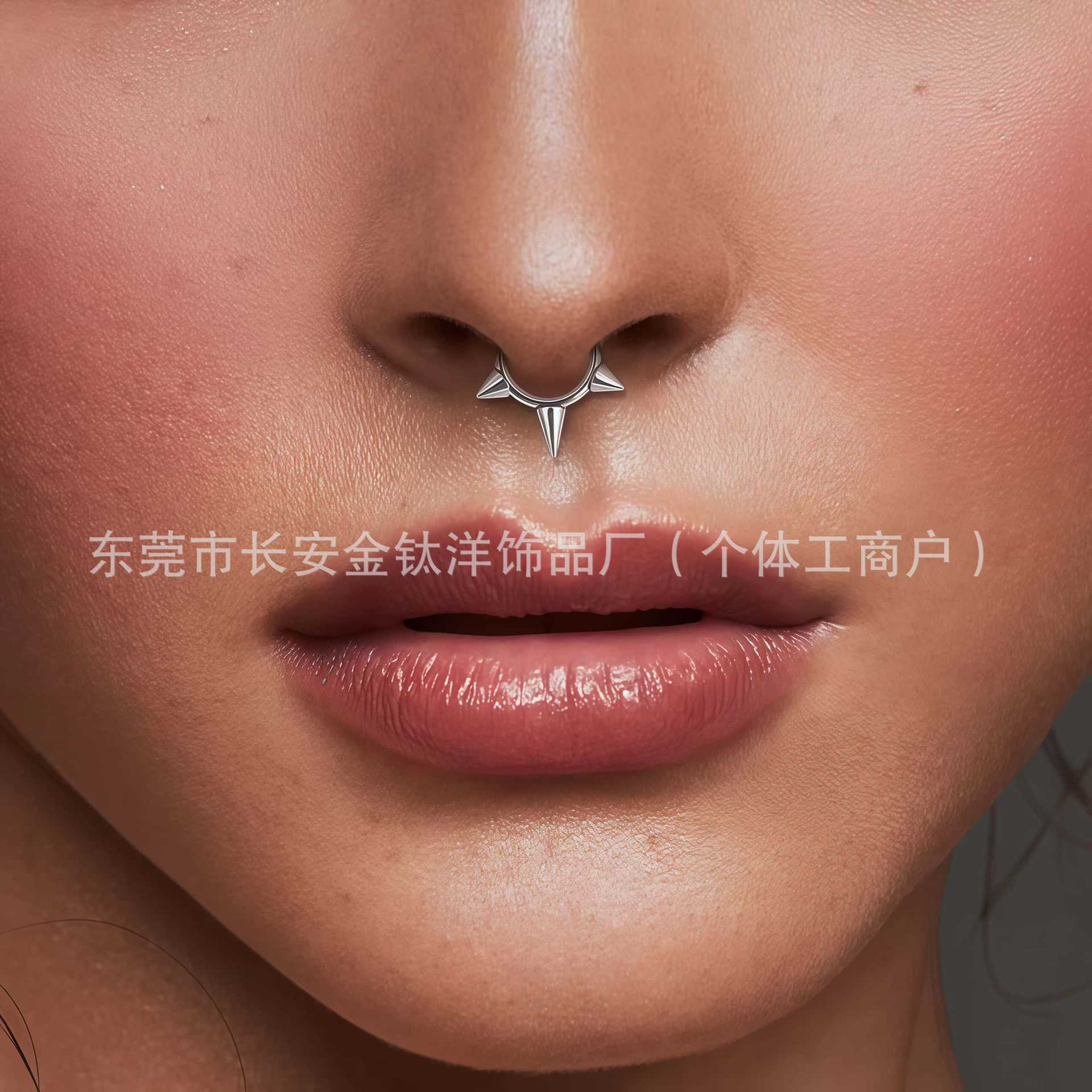 F136 Titanium Tip Closed Ring Nose Nail Lip Ear Stud G23 Alloy Body Piercing Jewelry detail image 4
