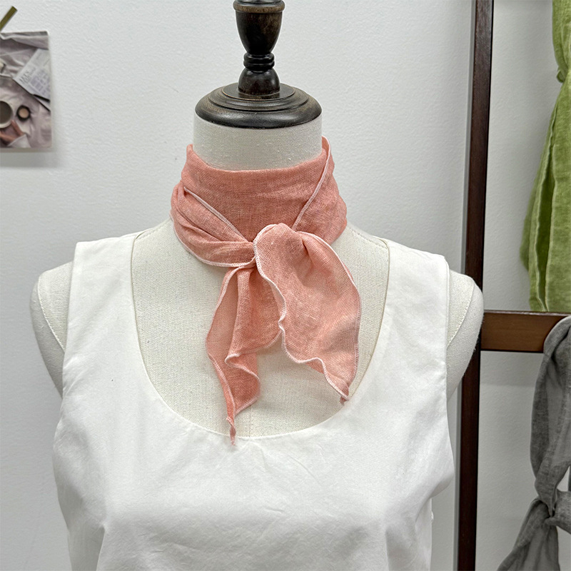 Pañuelo de seda, tira larga, sentido de alta gama, nuevo azul marino, retro, color sólido, protector de cuello literario, bufanda pequeña, accesorios, diadema, cinturón para el cabello, cabello atado