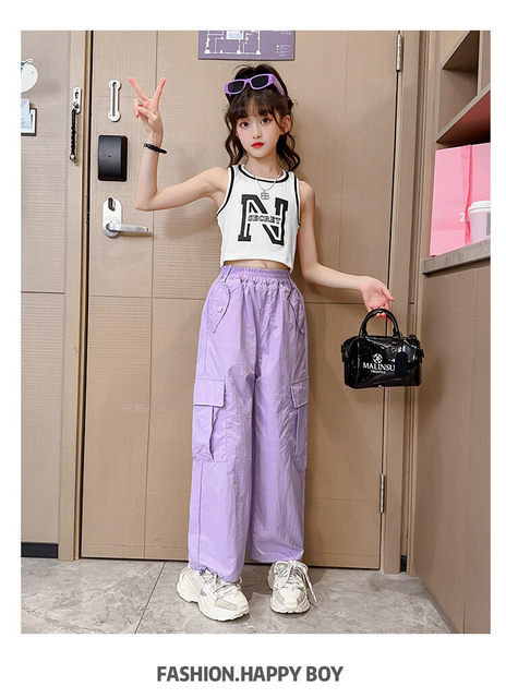 Teenage Girls Straight Cargo Pants with Four Pockets Summer Fashion Kids  Clothes High Waist Long Trousers 5 6 8 10 12 14 Years - AliExpress