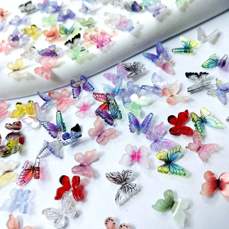 Nail Art Three-dimensional Butterfly Jewelry Three-dimensional Painted Cartoon Magic Color DIY Color Mixed Nail Jewelry Cross-border