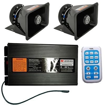Wireless remote control car alarm system, 400W high-power loudspeaker unit, high-frequency speaker AS940H + square-mouth speaker